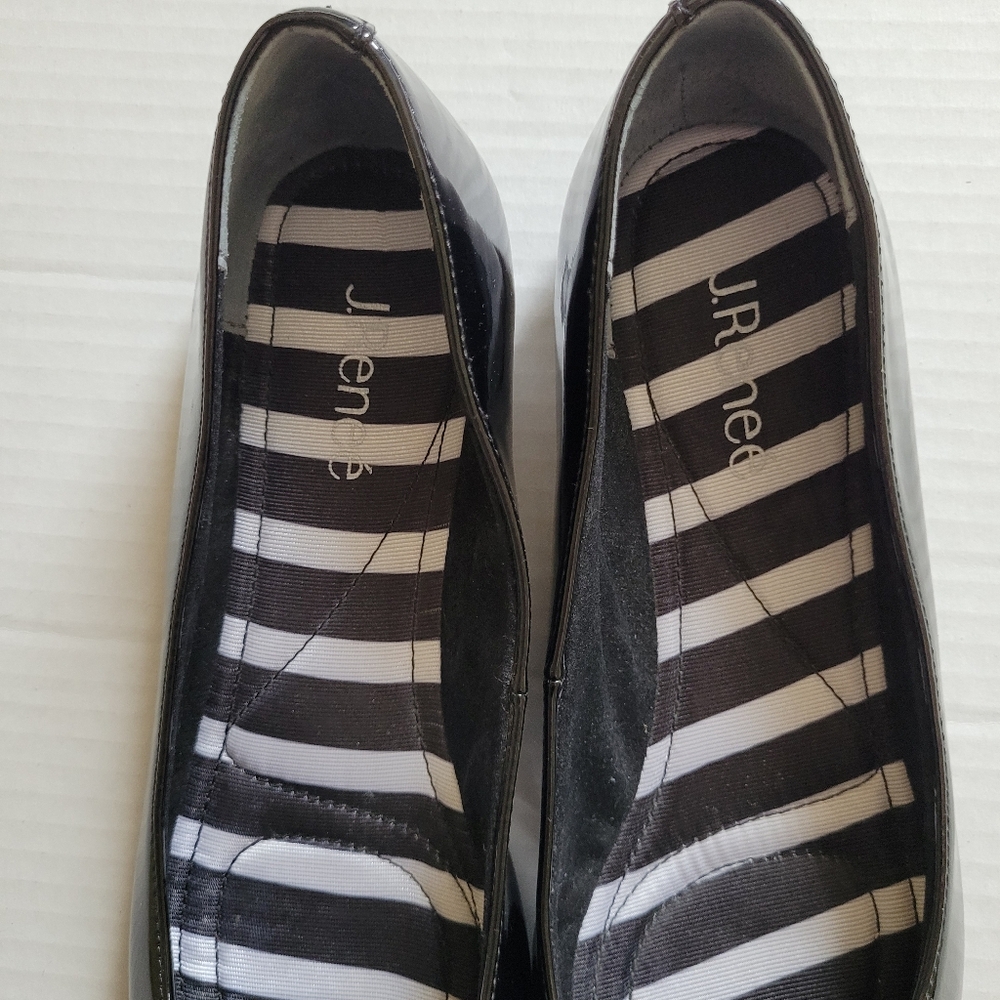 J Renee shoes black and white flats pointed toe patent leather preppy size 8 new - Picture 8 of 13